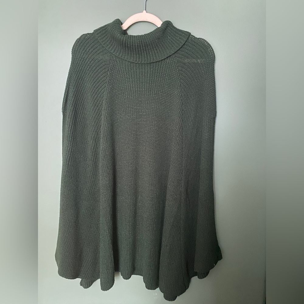SHEIN LUNE Plus Turtleneck Split Sleeve Knit Poncho